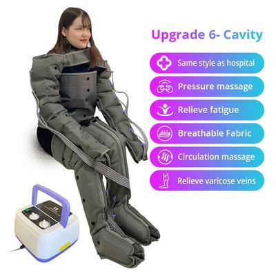 Дышащий электрический компрессионный массажер для ног с 6 полостями, обертывания для рук, талии, массаж ног, способствует циркуляции крови, облегчает боль