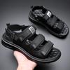 Men's Summer New 2024 Sandals Men's Leather Beach Shoes Casual Men's Shoes Slippers Stripe Sandals Rubber Mens Shoes