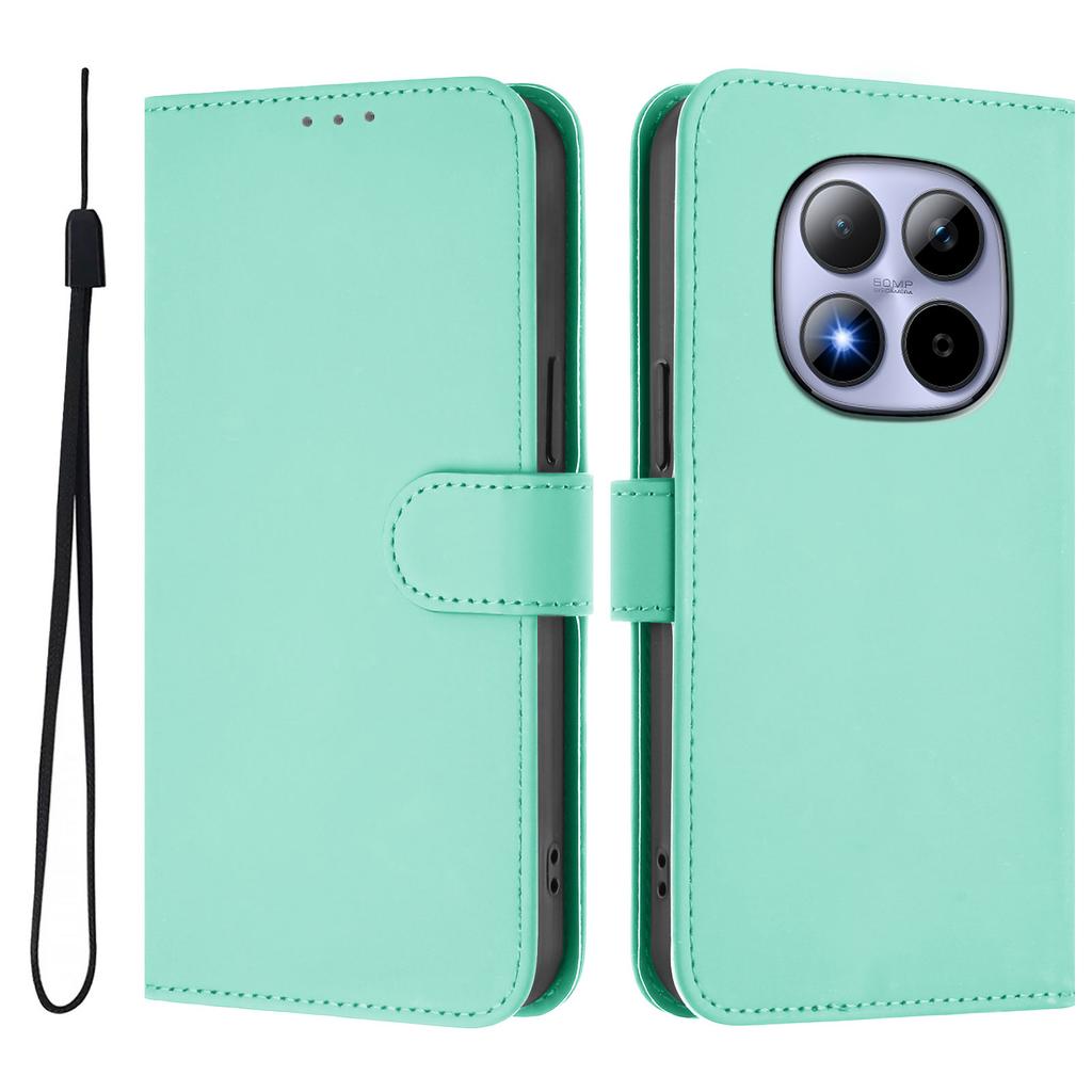 For Xiaomi Redmi Note 15 Pro 5G Case Solid Color Wallet Leather Phone Cover with Strap