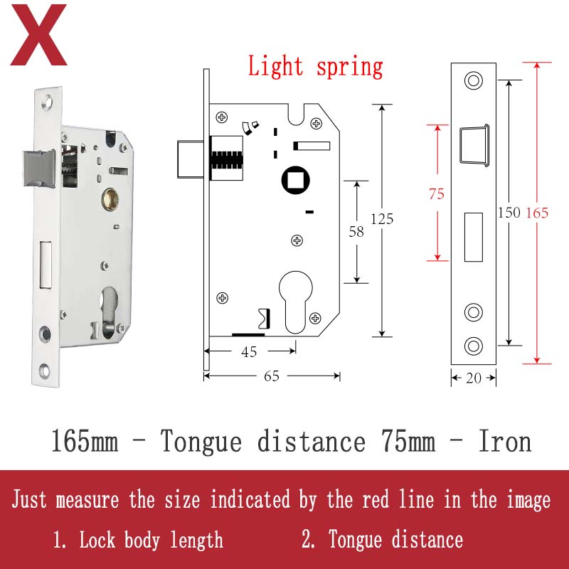 Stainless Steel Lock Body Lock Core Indoor Bedroom Lock Tongue Lock Universal Type Room Household Silent Wooden Door Lock