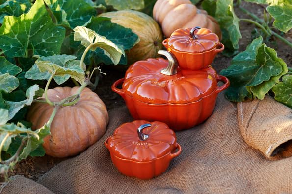 STAUB Керамическая кастрюля La Cocotte Корица 15см, для хранения, безопасна для микроволновой печи, японская, специальная форма "Тыква 0,68 л", термостойкая посуда, [Официальный