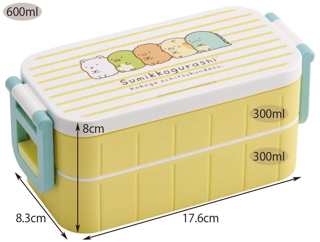Skater Двухуровневый ланч-бокс объемом 600 мл, коробка для бенто Sumikko Gurashi, сделано в Японии, YZW3