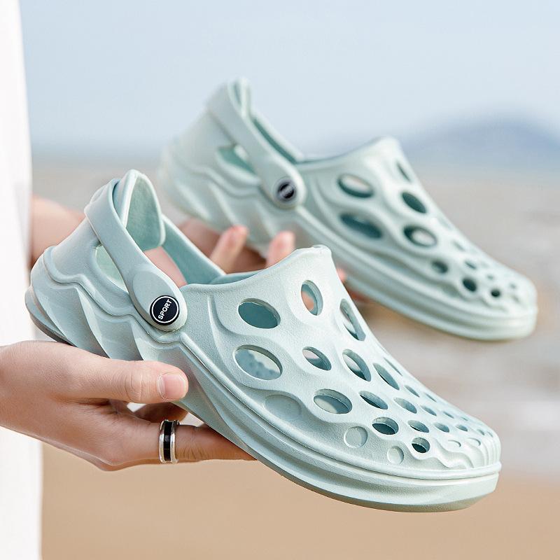 Пара трендовых нескользящих полых тапочек мужская спортивная обувь для отдыха на открытом воздухе нескользящая пляжная обувь на платформе повседневная обувь с отверстиями