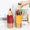 Pen Holder with Dustproof Lid Pencil Shape Large Capacity Student Classroom School Desktop Pen Makeup Brush Storage Organizer Container