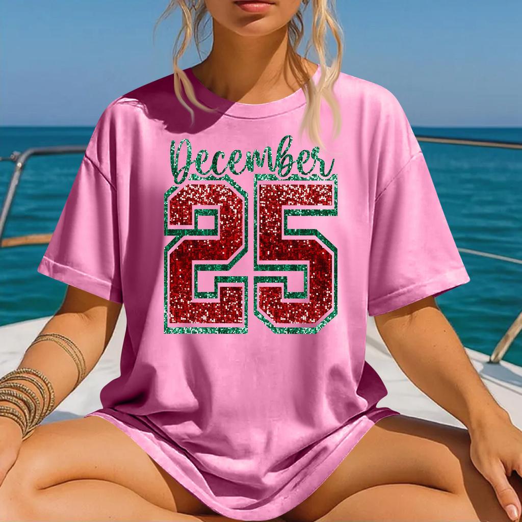 Women's Fashion Printed Round Neck Short Sleeve T-Shirt Pullover Top