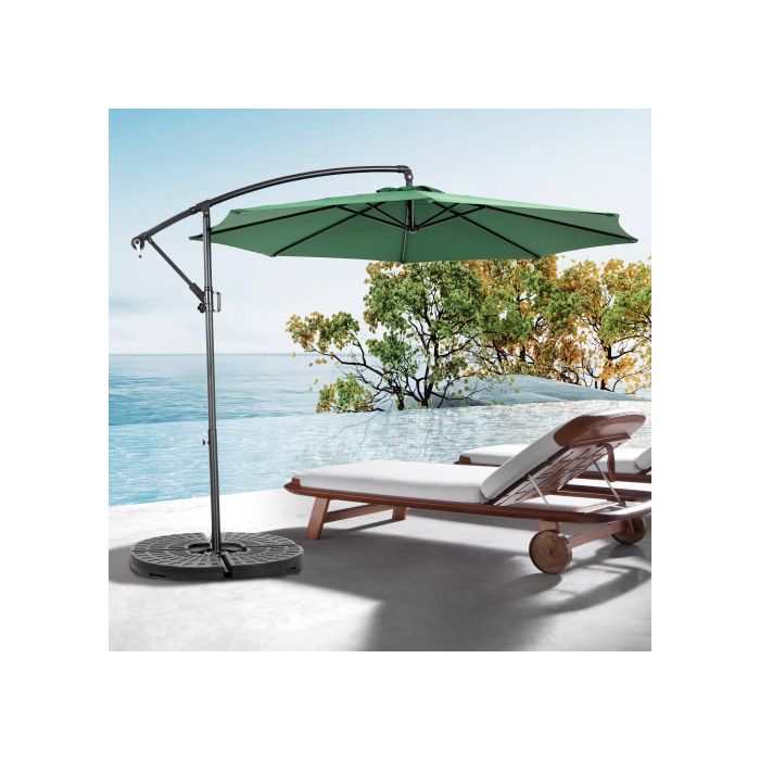 Parasol Extérieur Rectangulaire Double Face De 4,5 M Avec Manivelle (vert Foncé). (sans Pied)