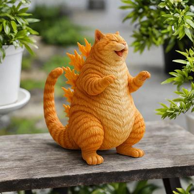 Мини-фигурка кота-динозавра, коллекционная полимерная статуэтка рычащего кота, украшение для дома, офисного стола, полки, подарок для любителей кошек