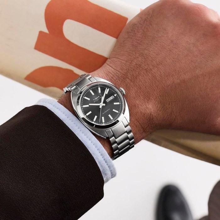 [Timex] Автоматические часы Marlin 50м Водонепроницаемость Минеральное Стекло Черный Циферблат TW2Y65000 Мужские