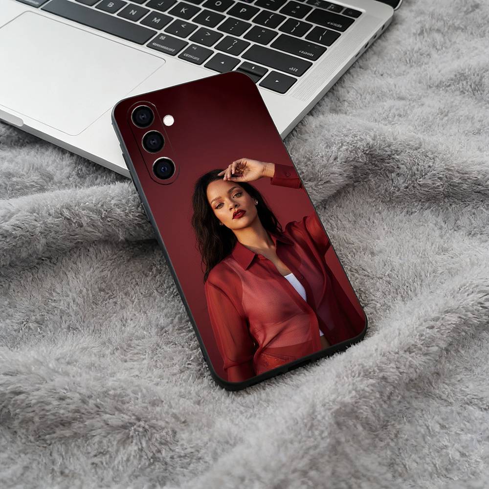 music -legend-Rihanna Black Soft Silicone Phone Case for Samsung Galaxy A73, A71, A72, A70, A53, A52, A51