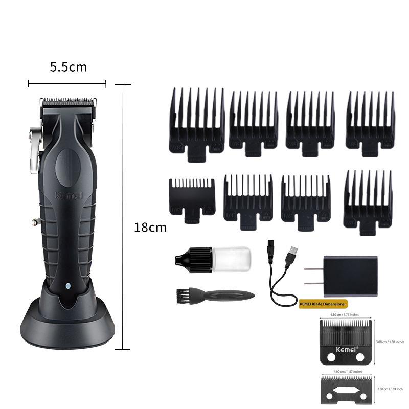 Kemei KM-2296 Электрическая машинка для стрижки волос с базой, USB, гравировка масляной головы, профессиональный парикмахерский триммер