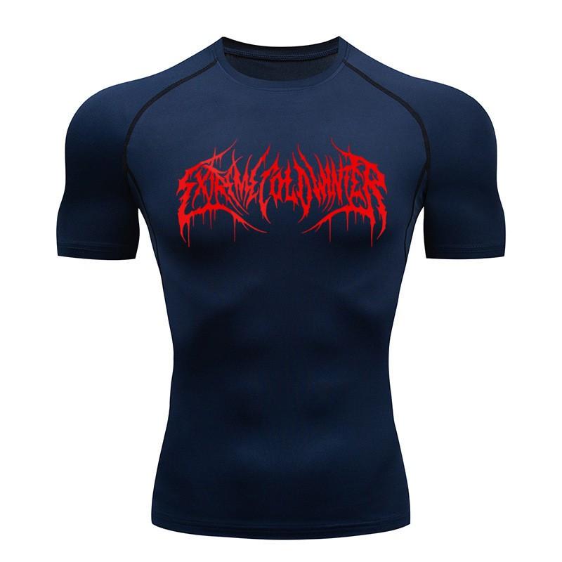 Printed Men's Tight T-Shirt Running Compression Compression T Shirt Gym Fitness Jogging Short Sleeve Male Casual Shirt Tops