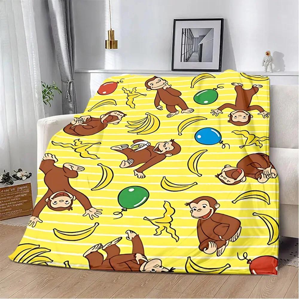 Curious George Printed Throw Blanket  Soft Warm Perfect for Home Travel Picnic Birthday Gift