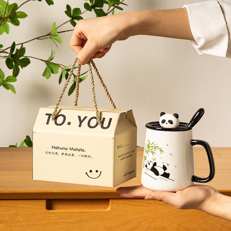 Souvenir gift box creative practical cup new cute panda ceramic mug couple water cup household