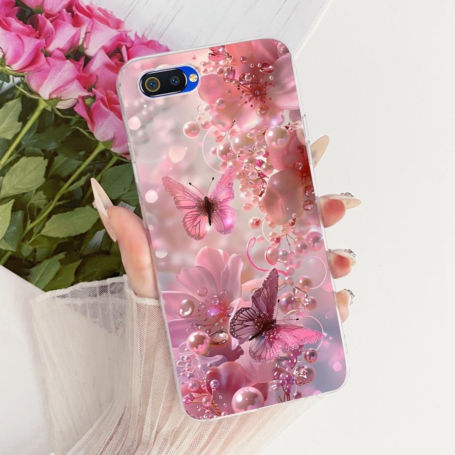 For Oppo A1k Case CPH1923 Luxury Flowers Butterfly Painted Cover Soft Silicone Case For Realme C2 RMX1941 OppoA1k RealmeC2 Shell