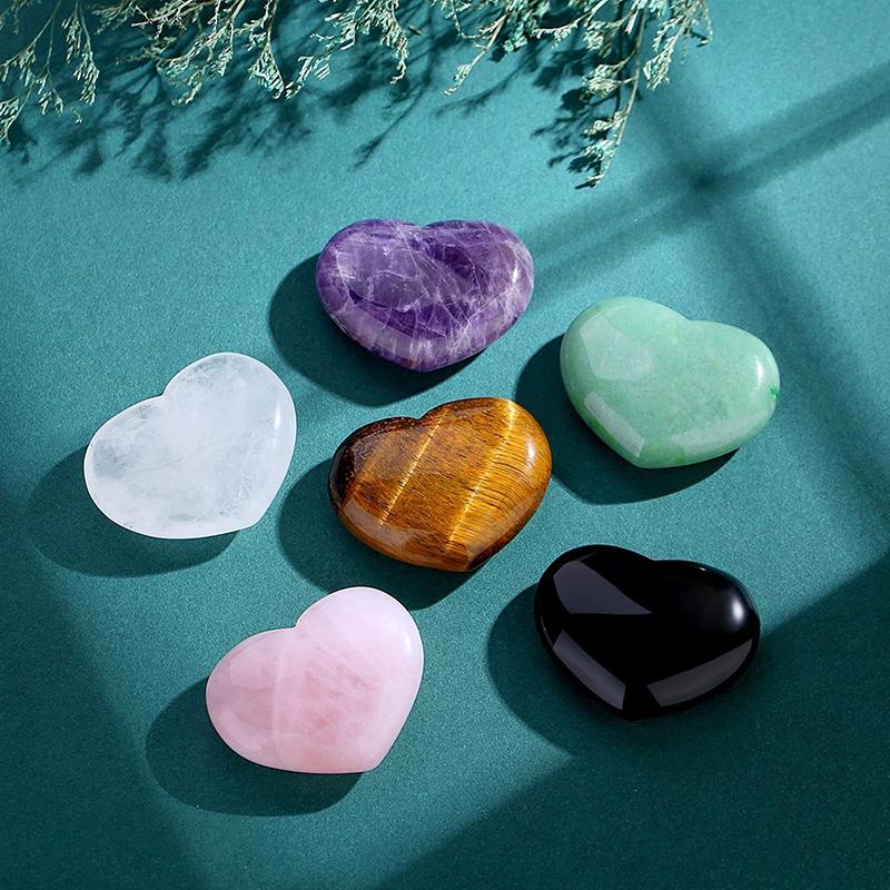 Colored Heart-shaped Love Heart Gemstone Handicraft Amethyst Agate Irregular Mineral Healing Stone Home Desktop Ornaments Decor