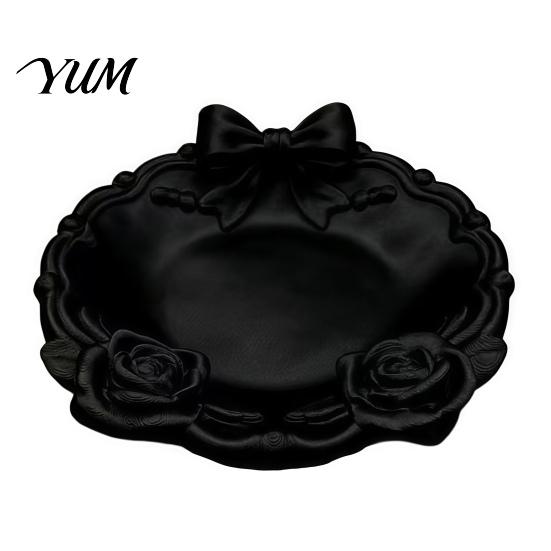 Cute Desk Organizer for Women 3D Printed Bow And Rose Jewelry Tray, Decorative Bowknot Storage French Style Vanity Accessory Rings Earrings Necklaces,