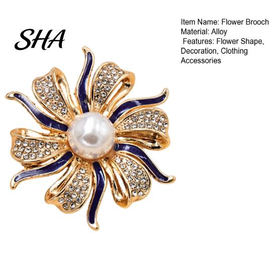 Everyday Wear Brooch Oil Dripping Rhinestone Flower Brooch, Faux Pearl Lapel Pin, Durable Pin Sweater Cardigan Coat Clothing Accessories, Jewelry Gift