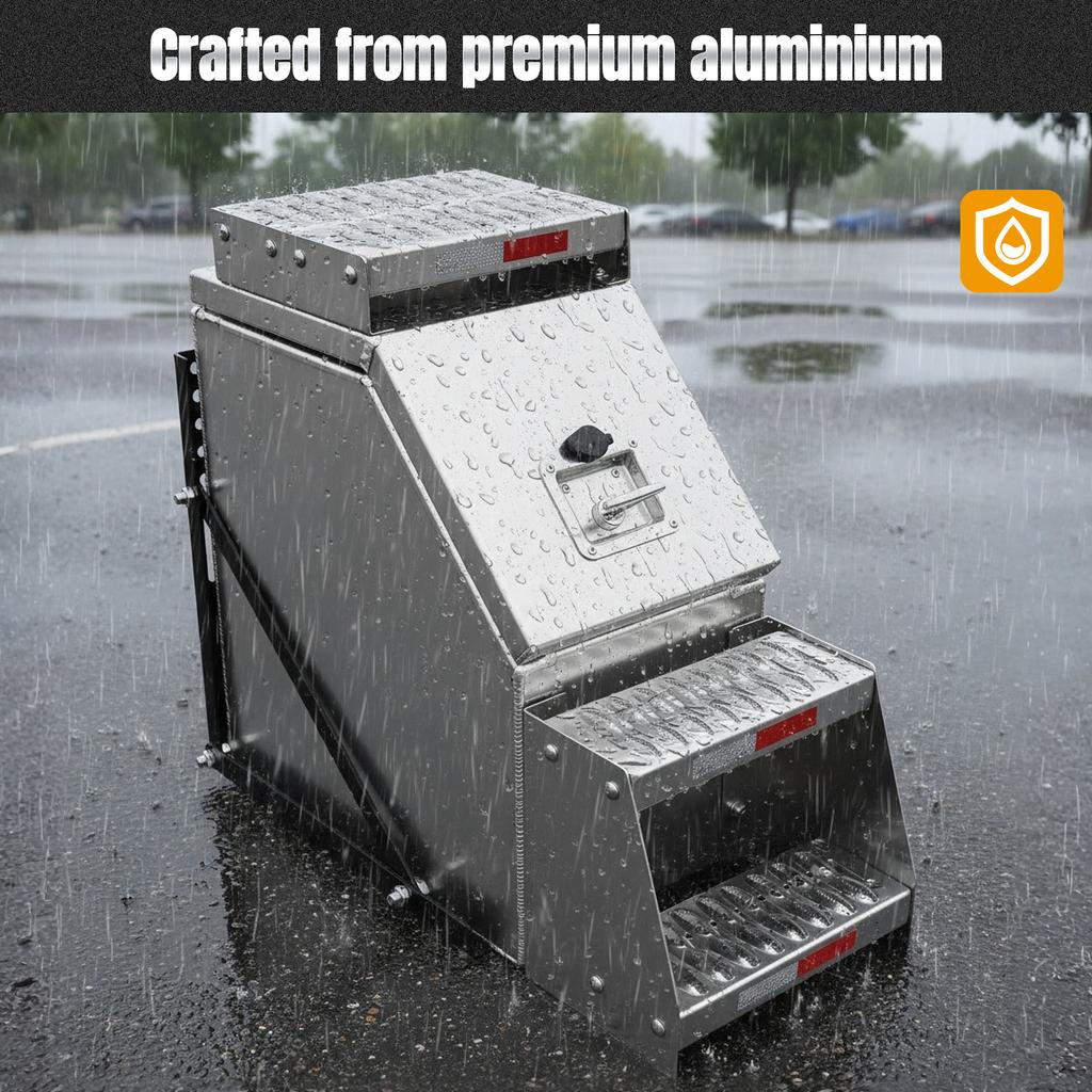 Truck Step Box 12/23 Inch Weatherproof Lockable Storage Box with T-Handle Latch Lock Fit for Peterbilt Kenworth & More