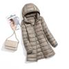 FASHION  Light Down Jacket Women's Medium  Long Fattened Plus Size Removable Cap Lightweight Ultra-thin Jacket Tide Clothes