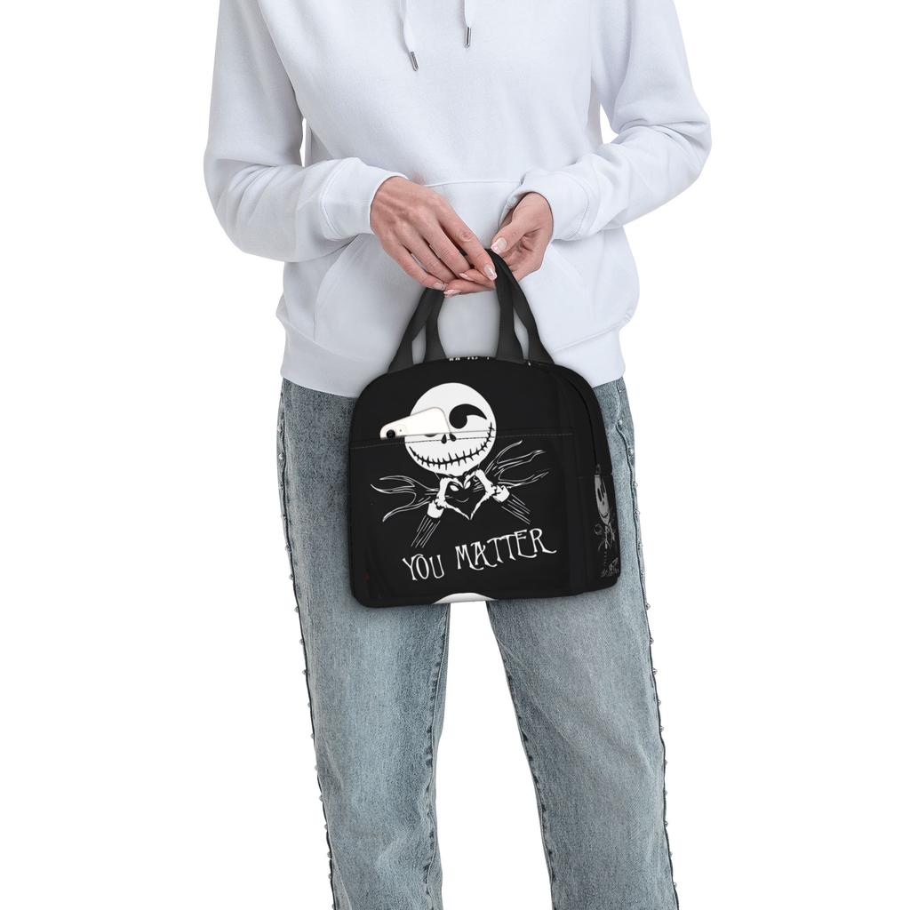 Custom Skellingtones Skull Lunch Bag Women Thermal Cooler Insulated Lunch Box for School