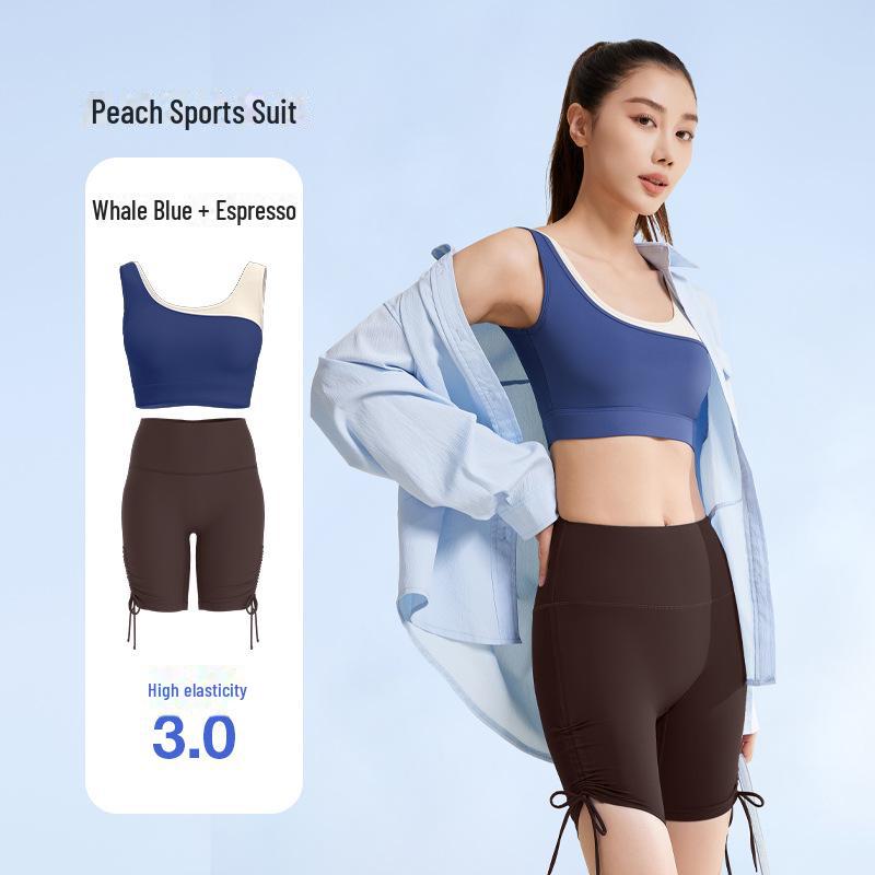 Бесшовный летний костюм для йоги Juyitang: Высокоэластичный, облегающий, цельный с красивым дизайном спинки