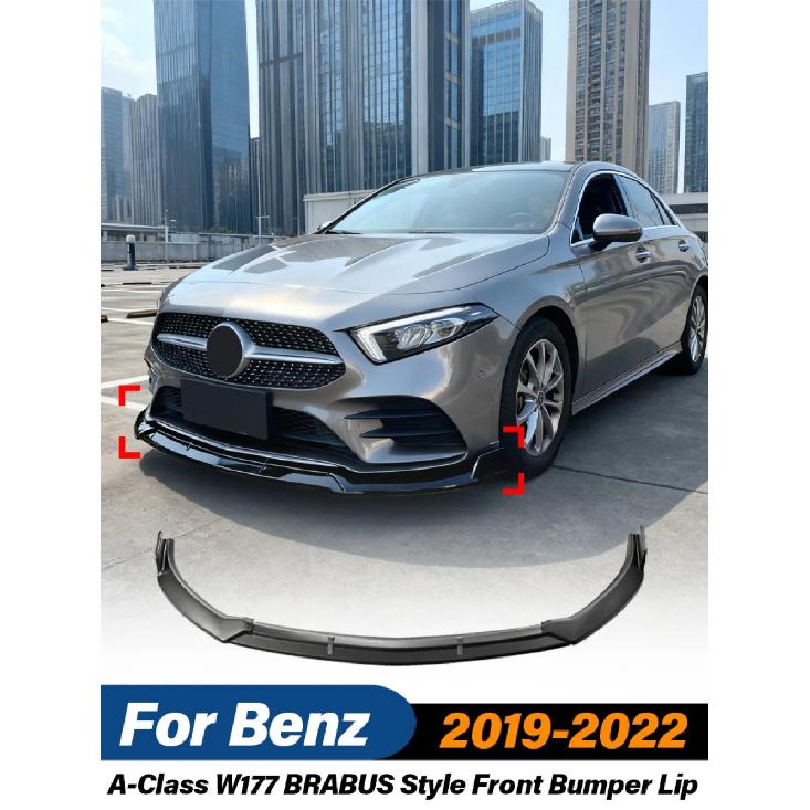 For Mercedes-Benz A-Class Sport Model W177 2019 2020 2021 2022 Front Bumper Splitter Lip Spoiler Diffuser Car Exterior BodyKits