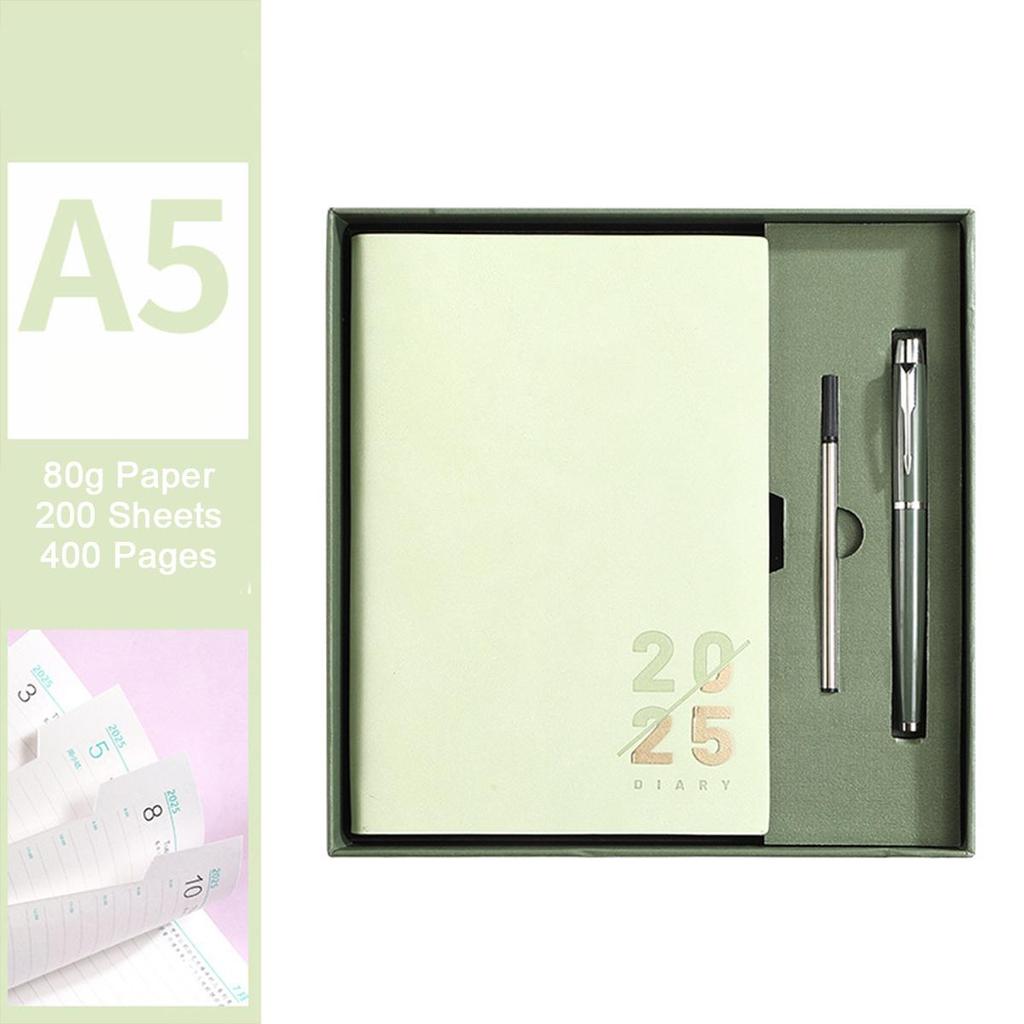 Кожаный деловой план на 2025 год формата А5, ежедневник для студентов, дневник учета на 365 дней, блокнот, памятка, 200 листов, 400 страниц