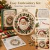Desktop Ornament Craft Kit Christmas Embroidery for Beginners, Pre-Printed Pattern Full Set Handmade Holiday Decoration Projects of Tools, DIY