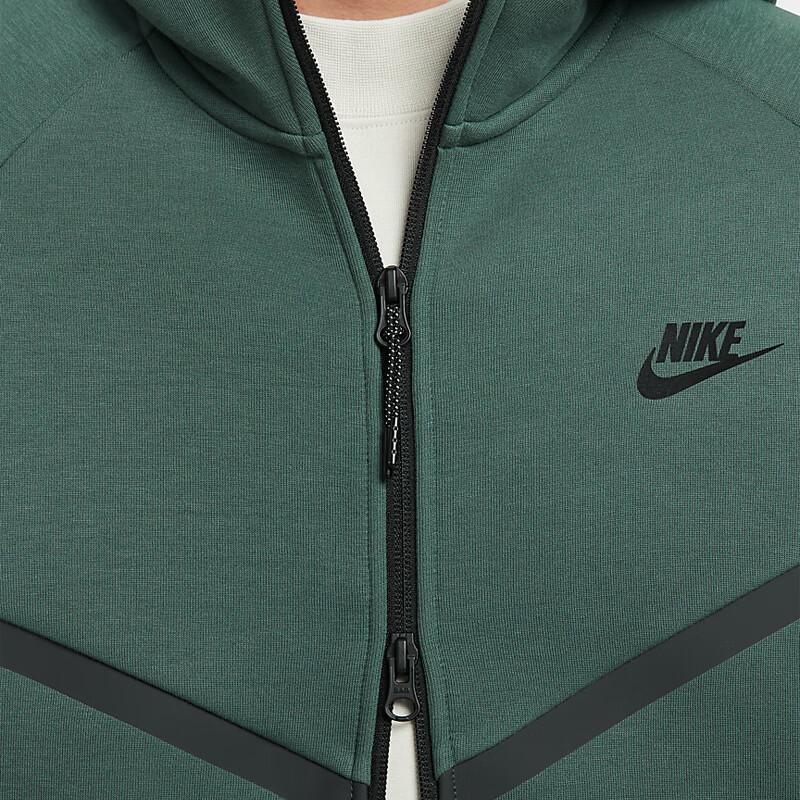 Nike Спортивная куртка Windrunner с капюшоном и полной молнией из материала Tech Fleece, зеленая, мужская, HV0950-338