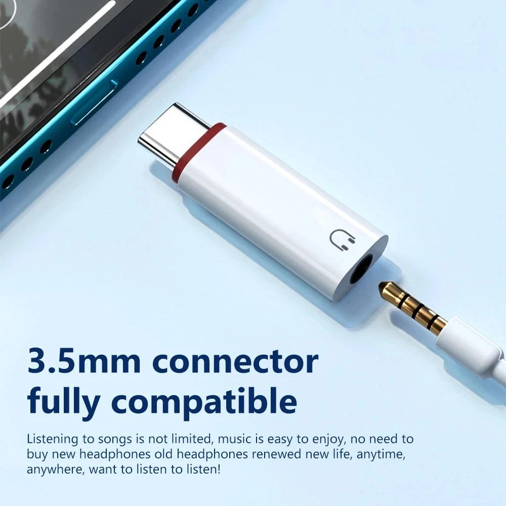 1pcs/2pcs USB C To 3.5mm Jack Earphone Adapter USB C Audio Converter for iPhone 15 Samsung Type-C To 3.5mm Headphone Connector
