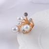Rhinestone Oversize for Women Irregular Finger Rings Open Rings Shiny Crystal Multi Pearl Rings