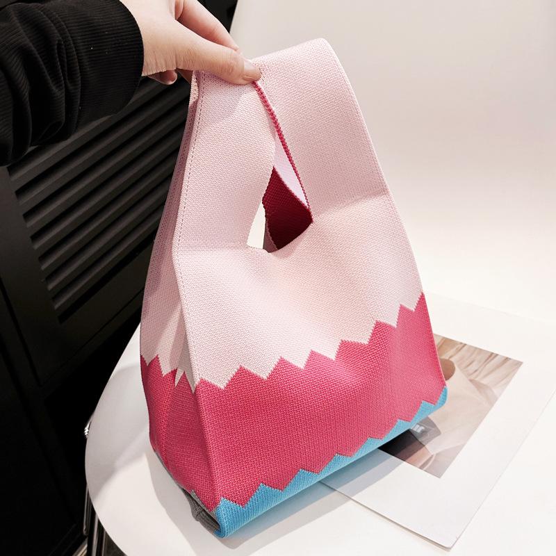 Yogodlns Летняя вязаная пляжная сумка для женщин, маленькая полосатая тканая сетчатая сумка с верхней ручкой, женские квадратные сумки на плечо, модные сумки