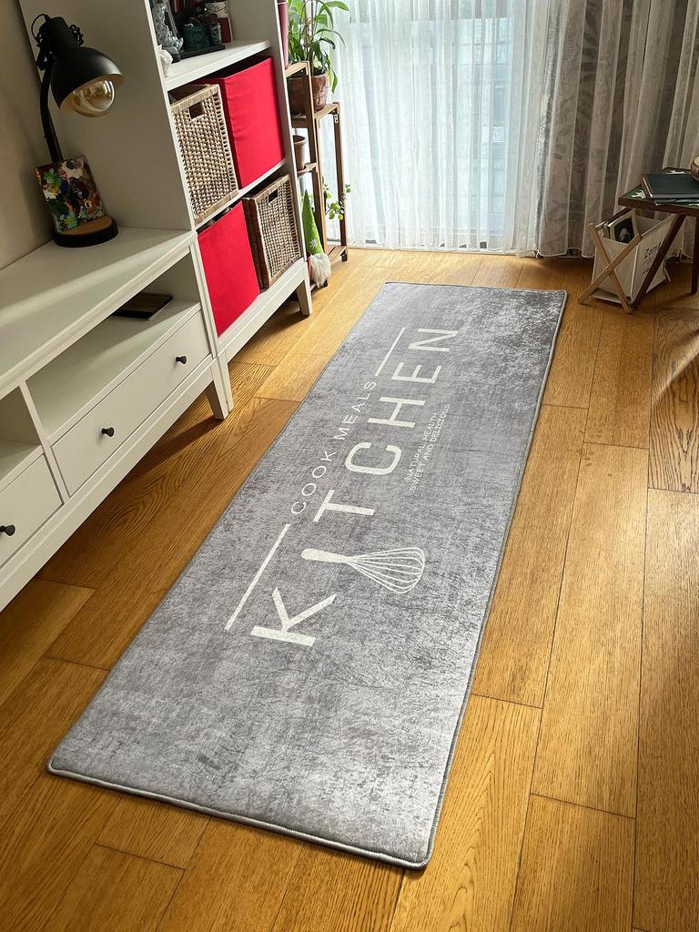 EPeddler Home Modern Kitchen Written Pattern Digital Printing Washable Non-Slip Leather Base New Generation Kitchen, Dining Room Carpet and Runner