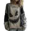 2025 Winter Women's Embroidered Oversized Sweater, Vintage Inspired Knit Pullover with Boho Chic Design, Loose Fit Comfortable Top for Casual Wear