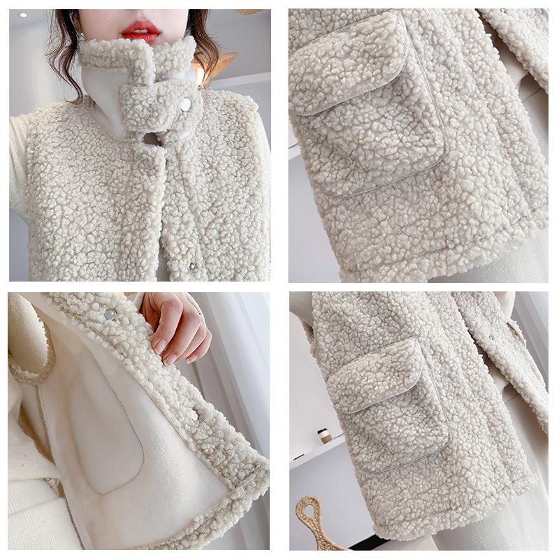 Корейская версия нового плюшевого жилета из ягненка, женский жилет с ветрозащитным лацканом, с пряжкой, женский свободный жилет из овечьей шерсти