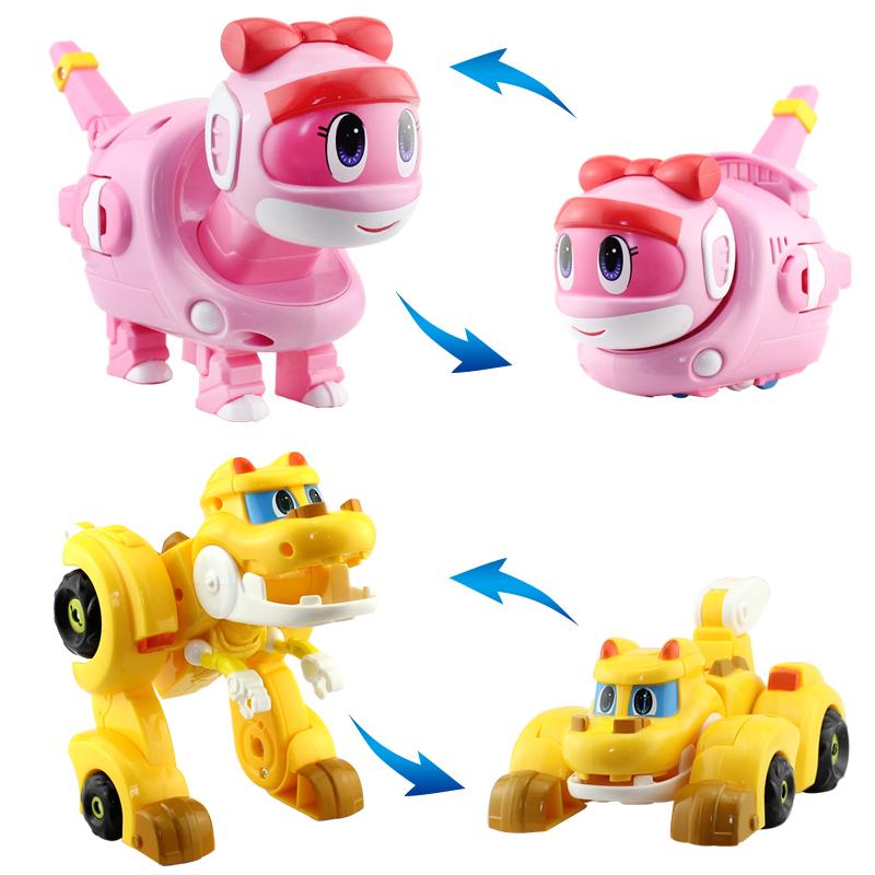 5 шт./компл. ABS Min Деформация Gogo Dino Фигурки REX Трансформация Машина Самолет Моторная лодка Кран Динозавр игрушки для детей