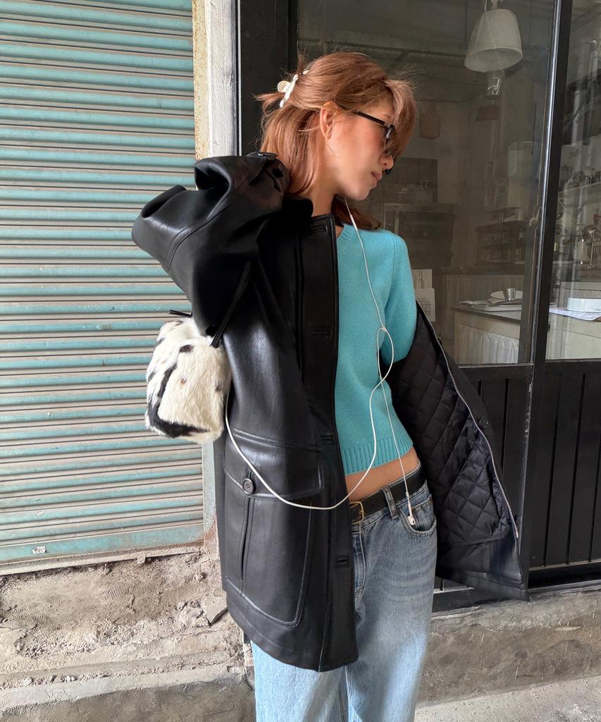 108POUND Quilted Liner Leather Jacket_Black