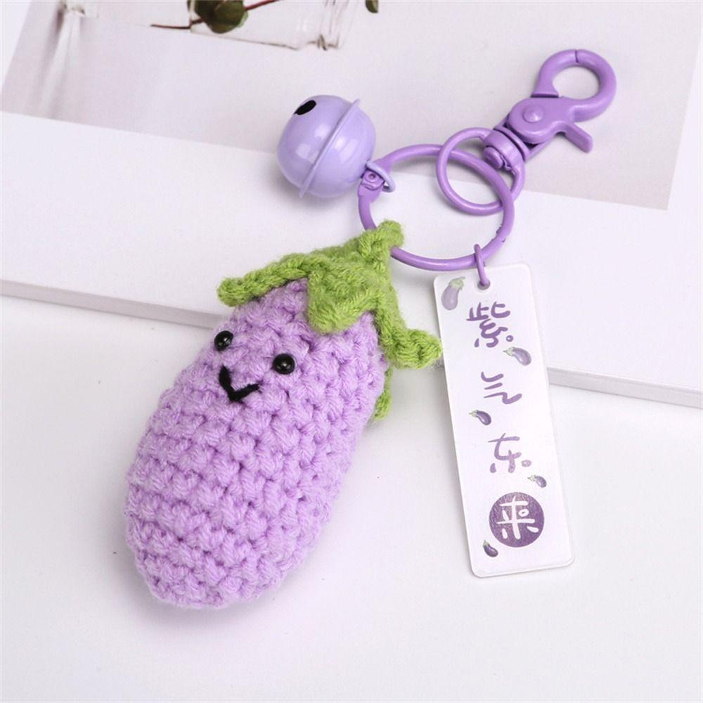 Avocado Knitted Keychain Mango Watermelon Weaved Keyrings Crochet Fruit Key Chain Handbag Charms