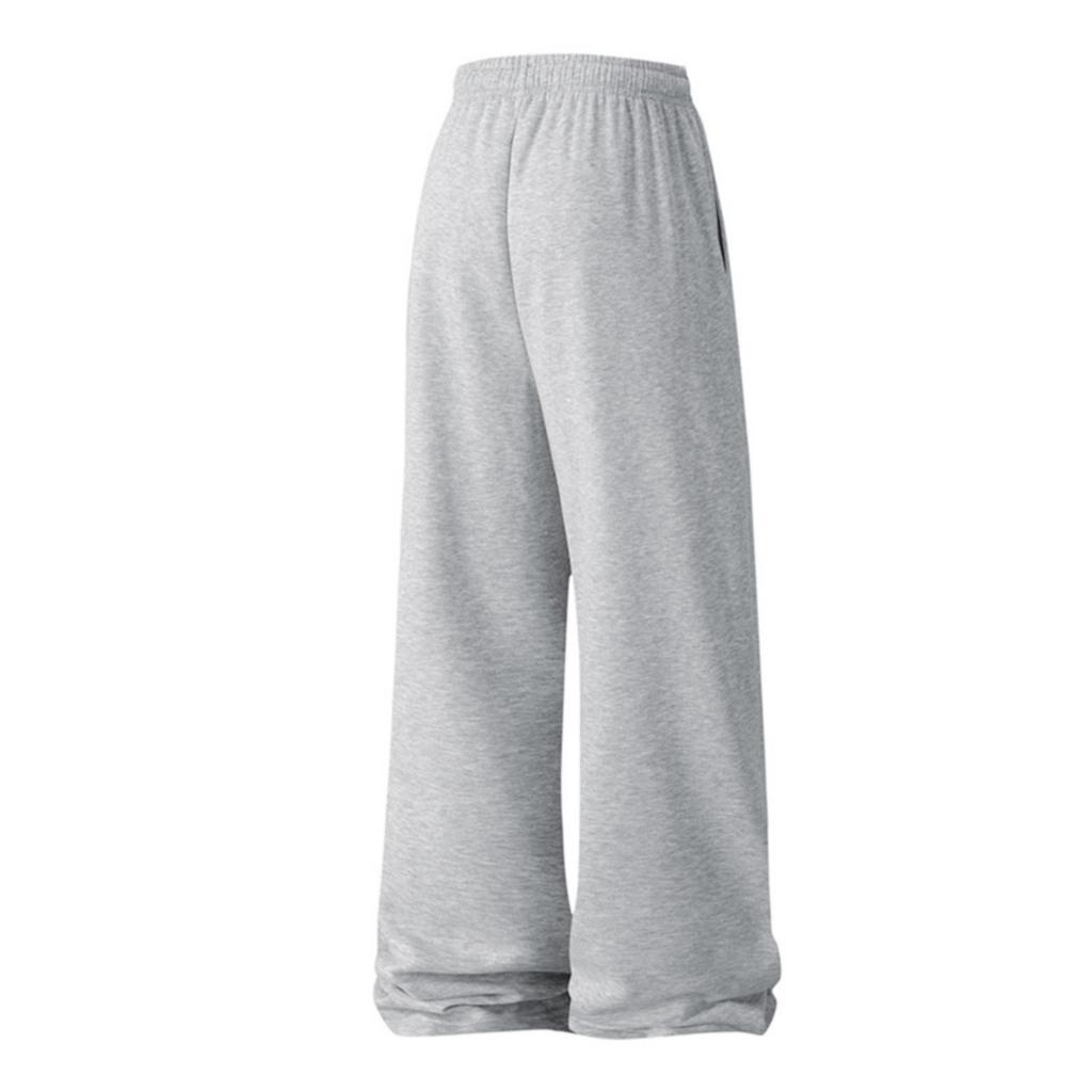 Men's Solid-color Casual Sportswear Pants, Men's Thin Fleece Drawstring Straight-leg Loose Flat-mouth Sweatpants