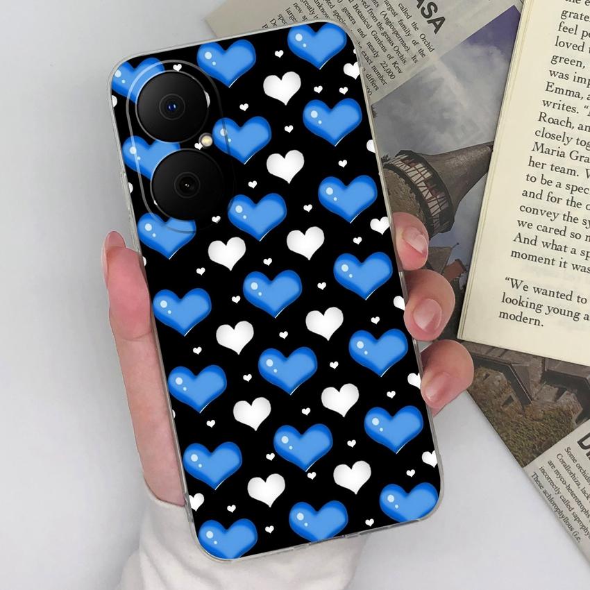 Для Huawei Enjoy 80 70x P40 P50 Y5 Y6 Y8p чехол для телефона красочные узоры в виде сердечек квадратный прозрачный силиконовый пылезащитный чехол для Huawei бампер чехлы