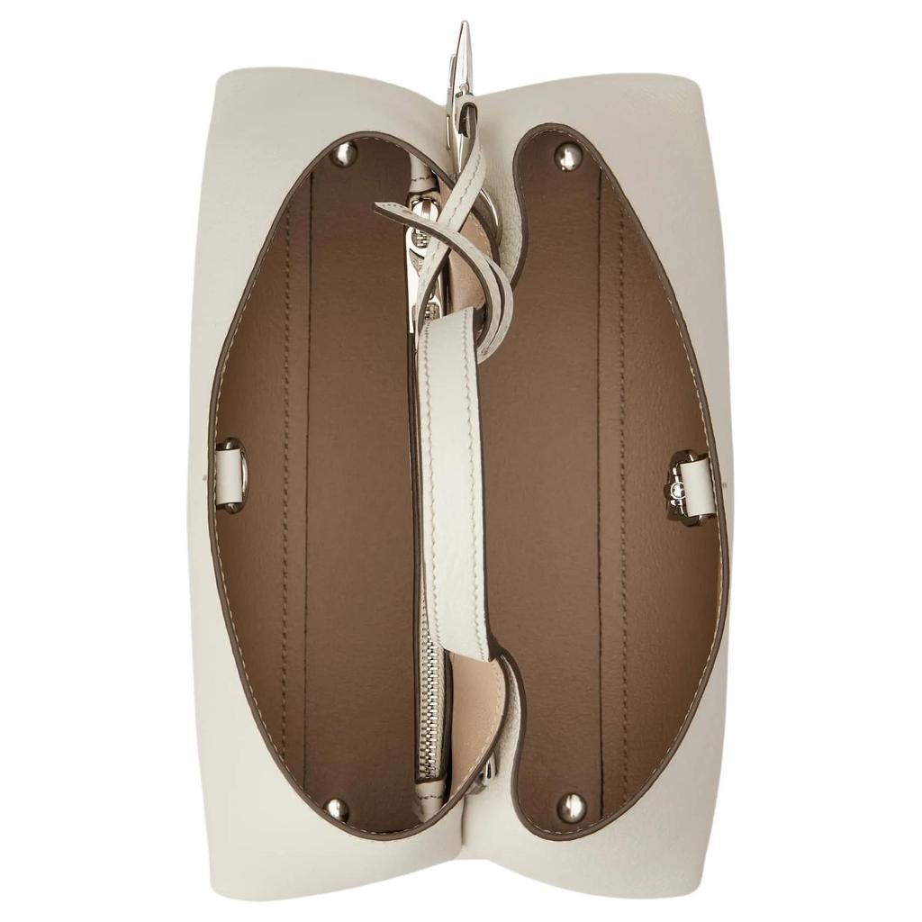 Tods Logo Embossed Metal T Timeless Pendant Mini Handbag Women handbags White XBWAPAEL000QRI1O92