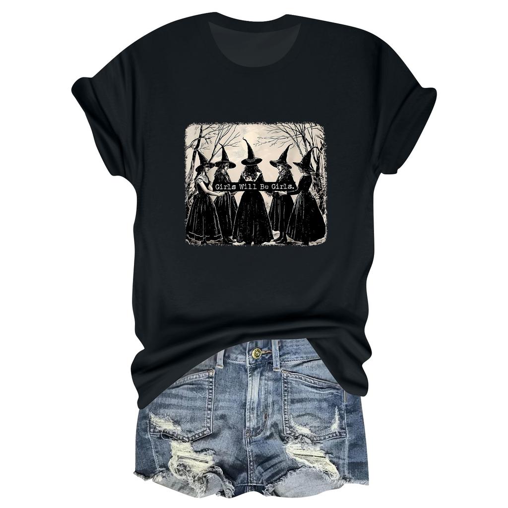 Женская повседневная футболка с принтом, пуловер с круглым вырезом, топ с короткими рукавами