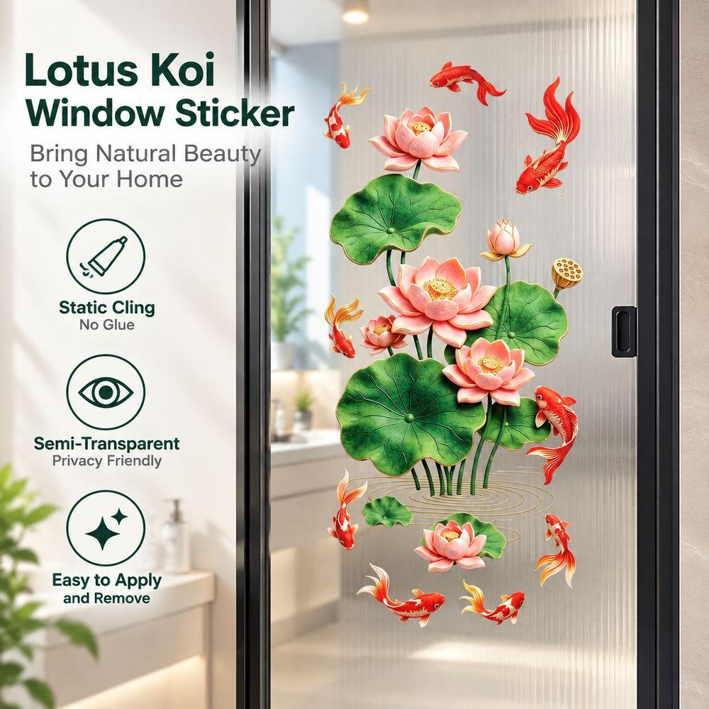 Lotus Flower Glass Decal Lotus Wall Sticker No Glue Decorative Sticker  Toilet Door
