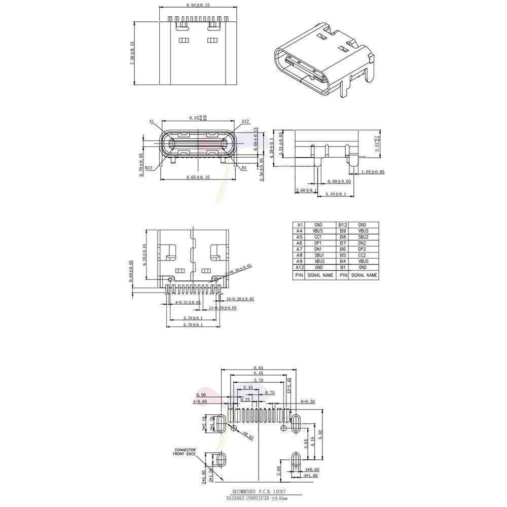Micro Usb Jack SMD Connector Type-C 16pin Connector Charging Socket Female Connector SMT Connector