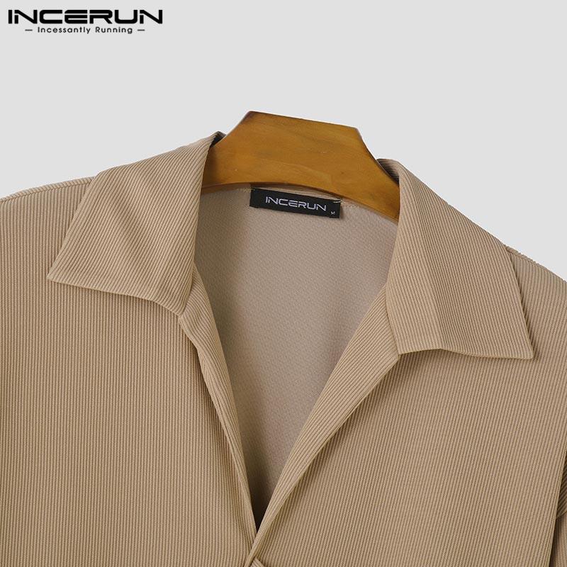 INCERUN Men Spring Long Sleeve Bow Tie Knitted Tops Lapel Loose Pullovers
