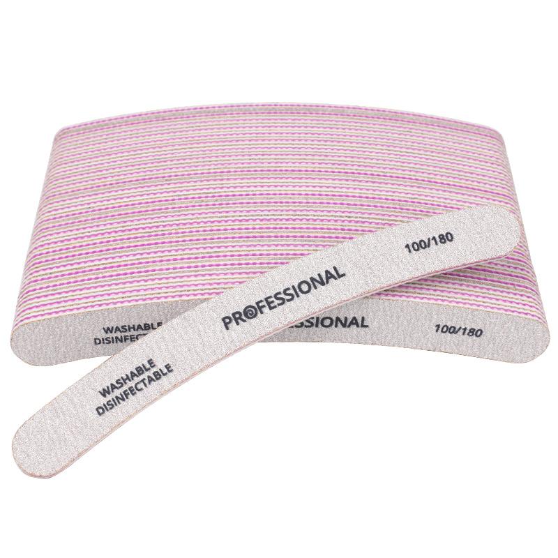 10 шт пилочка для ногтей 80/80 100/100 100/180 изогнутая пилочка для ногтей двухсторонняя пилочка для ногтей пилочки для ногтей моющиеся серые пилочки