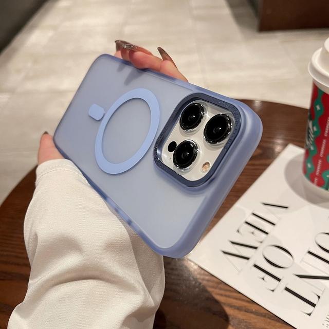 Чехол для телефона с поддержкой зарядки Magsafe для Iphone 14 12 11 13 Pro Max 14 Plus, металлический гибридный жесткий и мягкий полупрозрачный чехол с металлической камерой