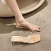 Sandals Women's 2025 New Summer Niche Design Sense with Thick Heels and Cool Slippers, Wearing Crystal Transparent High Heels