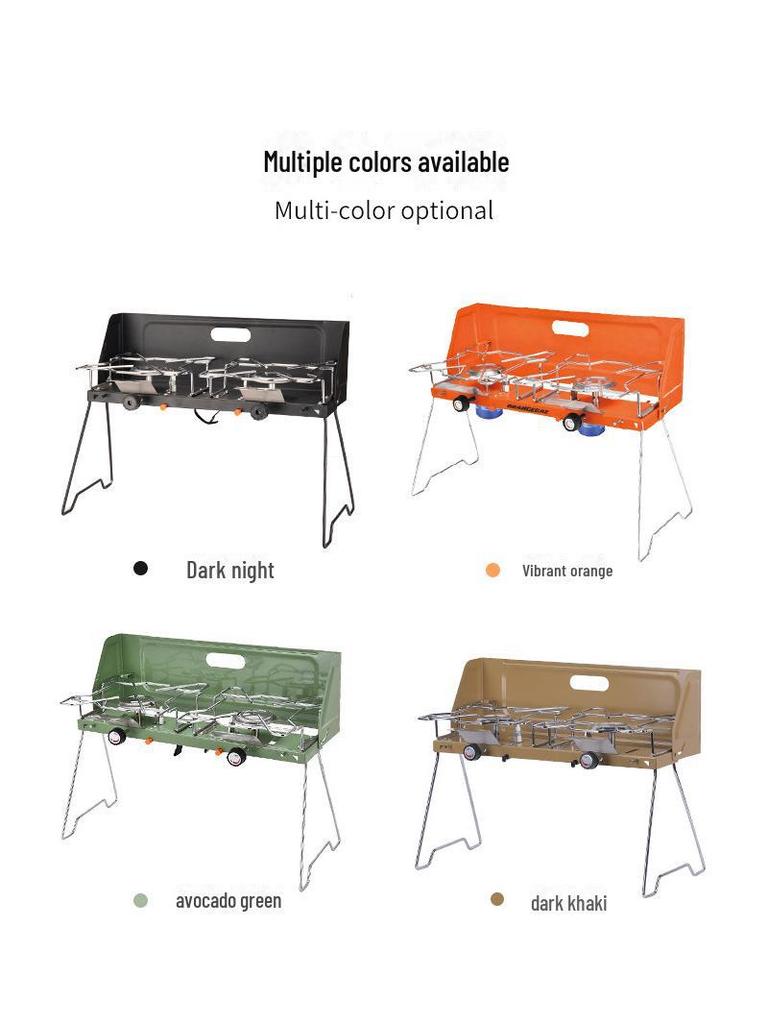 Газовая плита с двумя горелками для кемпинга на открытом воздухе для самостоятельного вождения автомобиля