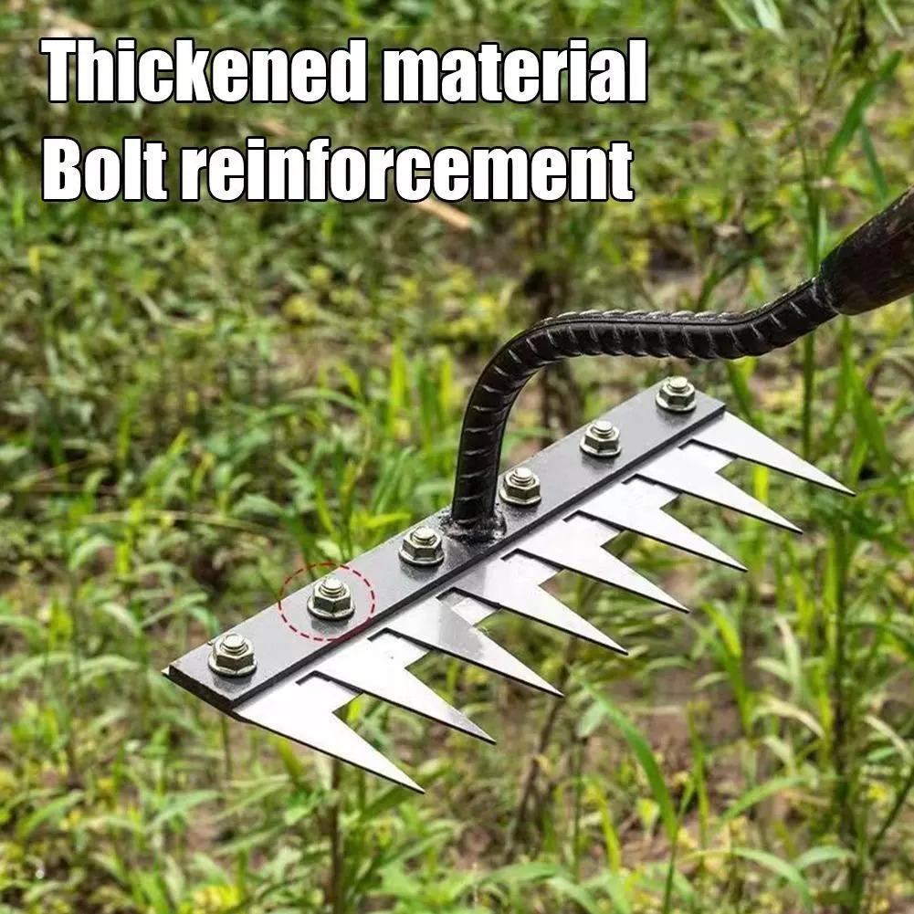 Грабли садовые из углеродистой стали с 6/7/8 зубьями, садовые грабли металлические, прочные O2